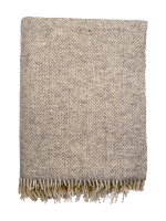 John Hanly Merino Cashmere XL Blanket Herringbone Grey / Cream