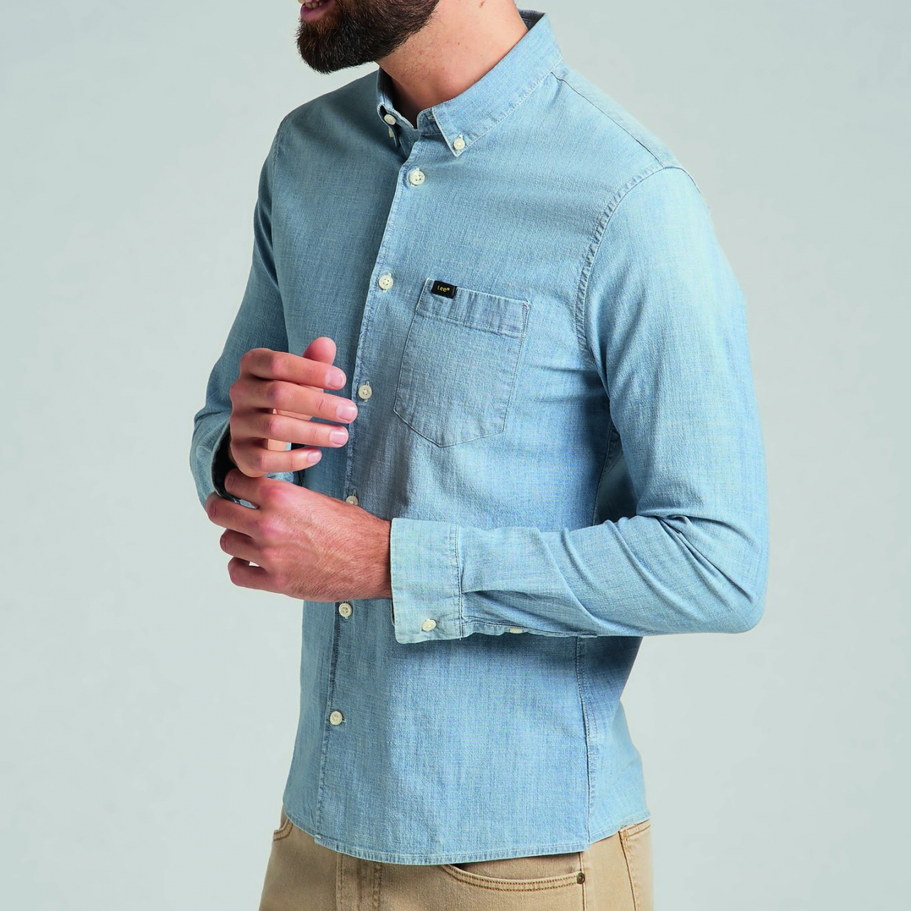 Lee Slim Fit Button Down Shirt - Skyway Blue