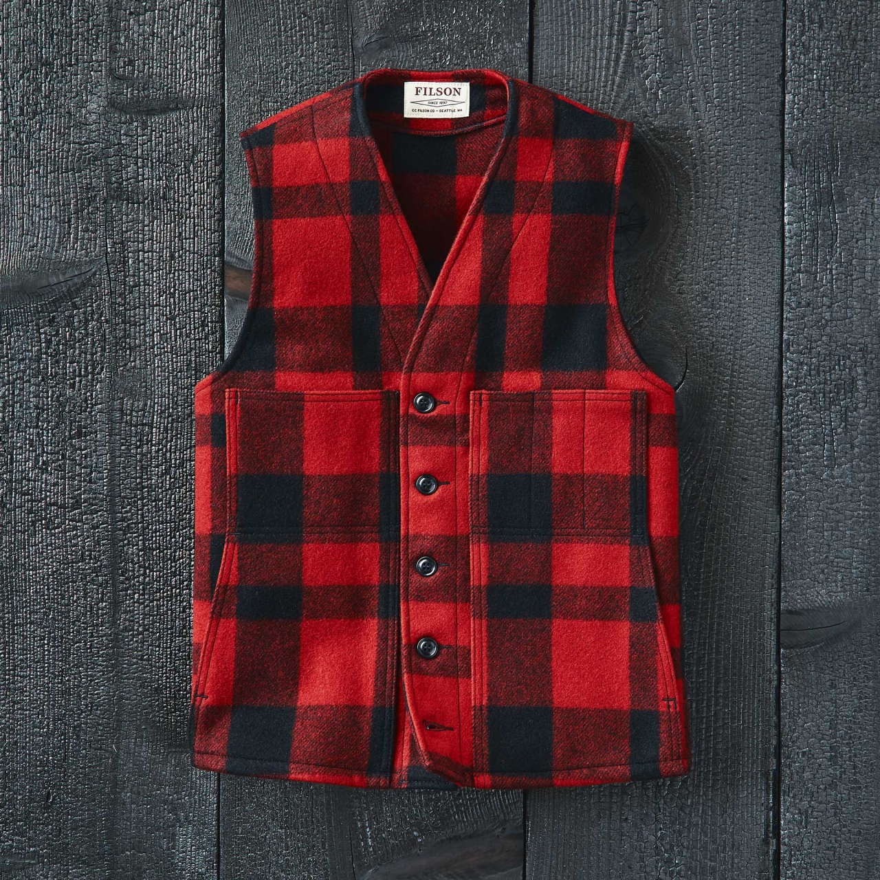 Filson Mackinaw Wool Vest - Red/Black