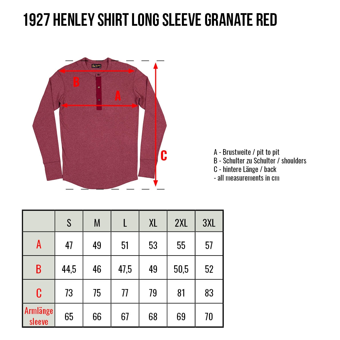 Pike Brothers 1927 Henley Shirt Long Sleeve - granate red