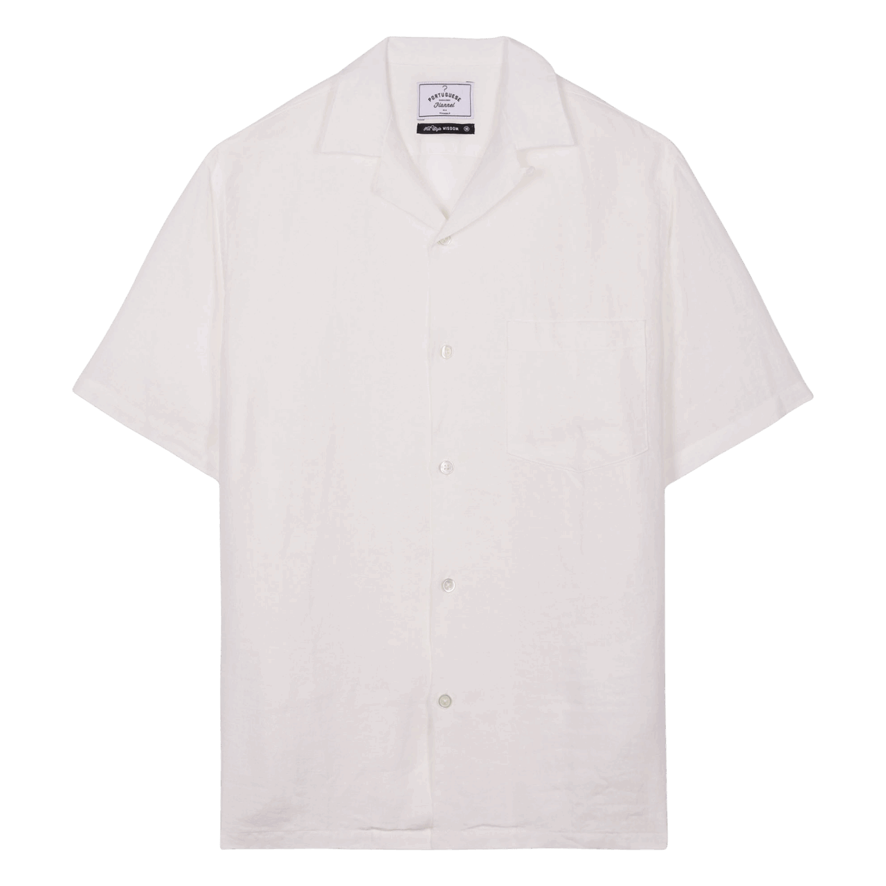 Portuguese Flannel Leinenshirt Camp Collar - White