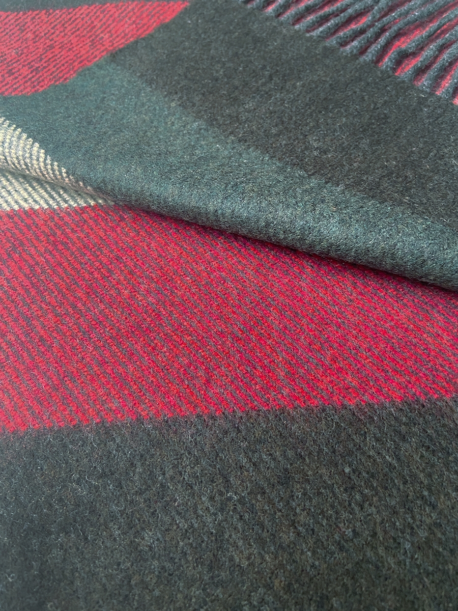 John Hanly Irish Cashmere Wool Scarf Red / Grey Mix Stripes